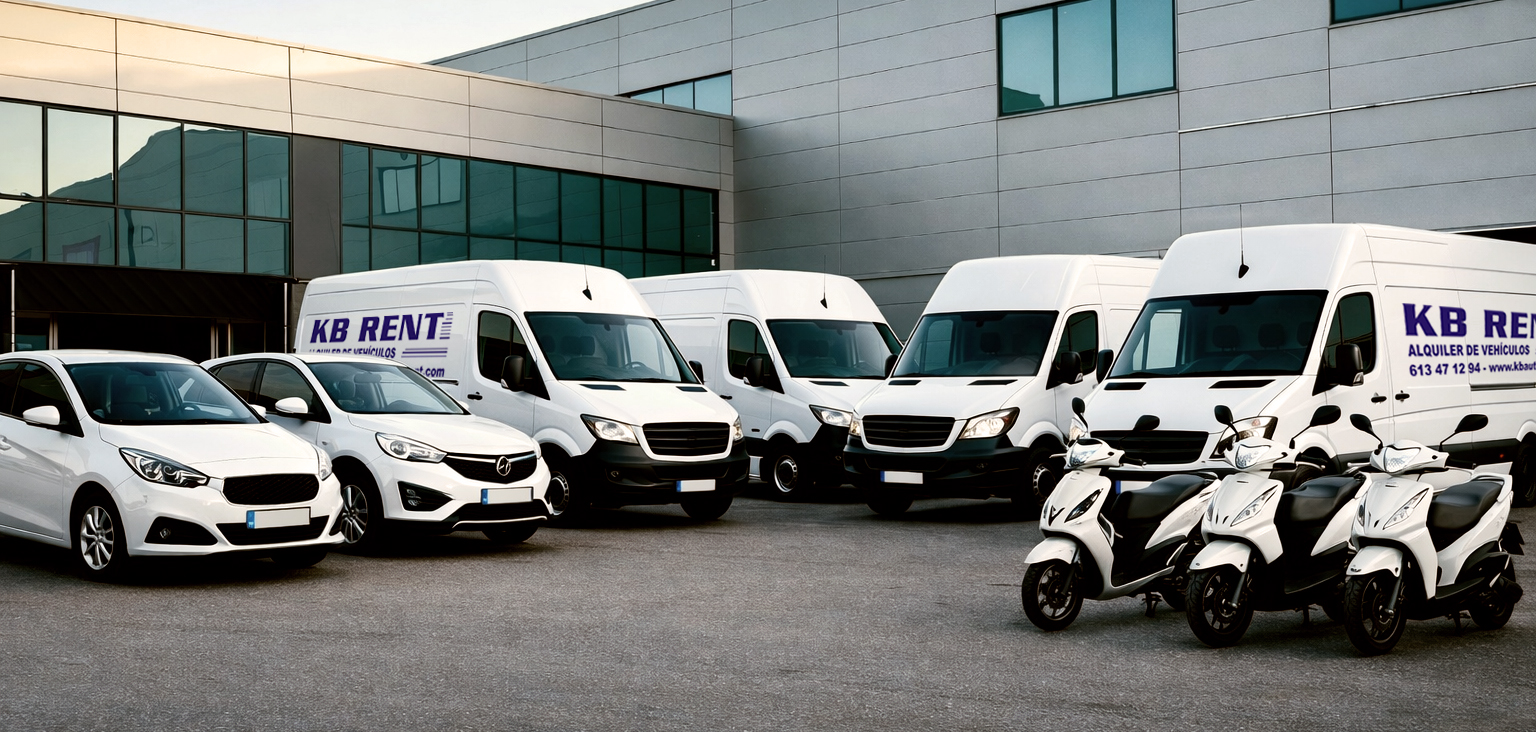 Flota de coches, furgonetas y motos de KB Auto Rent